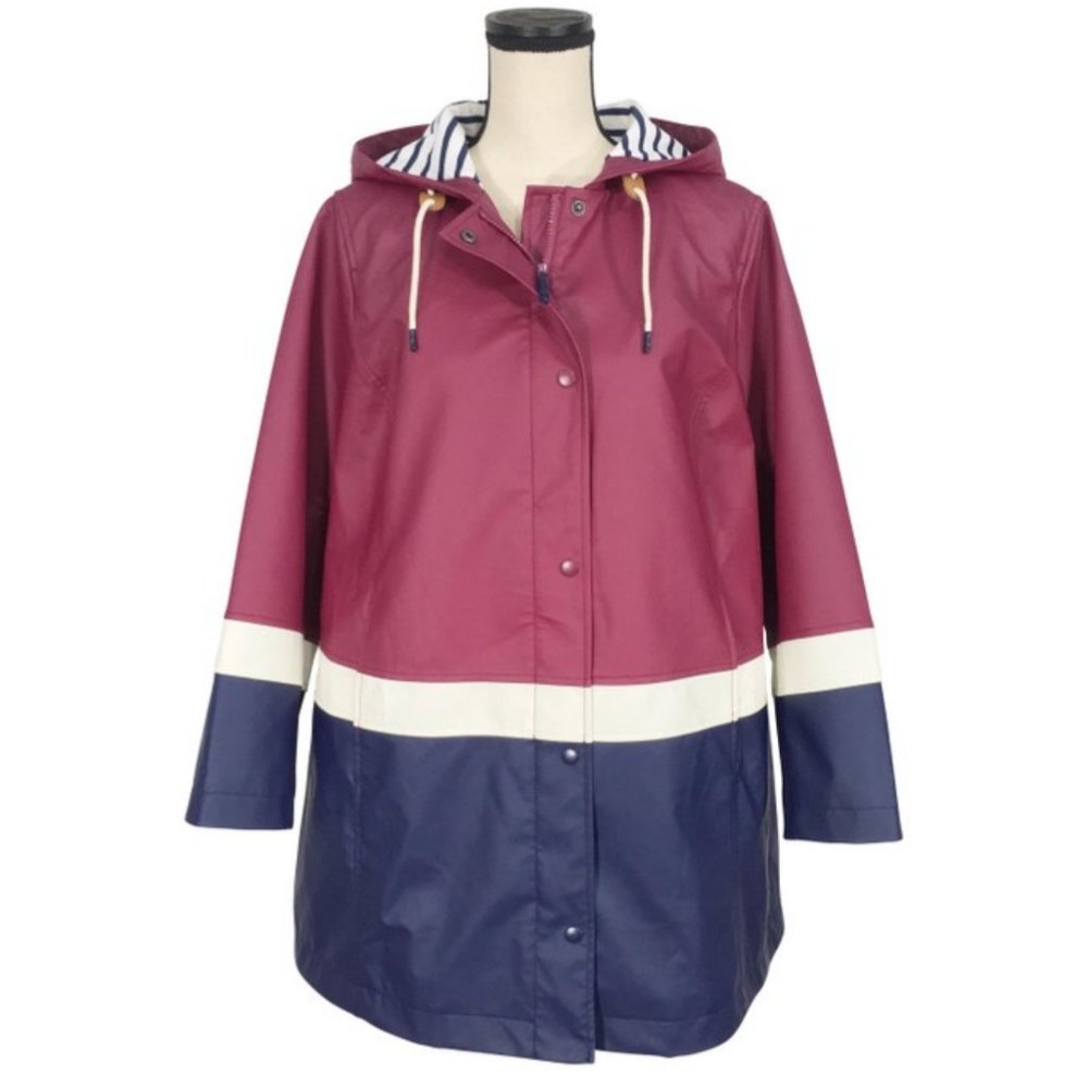 Talbots ~ Water Resistant Rain Full Zip Hooded Coat Jacket 1 Plus Petite - Picture 1 of 13